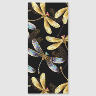 Seamless Pattern with Golden Dragonflies