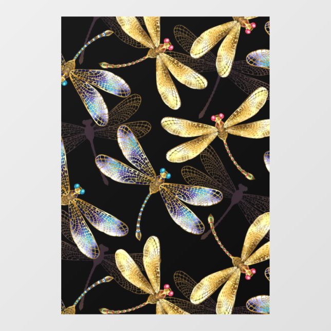 Seamless Pattern with Golden Dragonflies (Sheet)