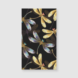 Seamless Pattern with Golden Dragonflies