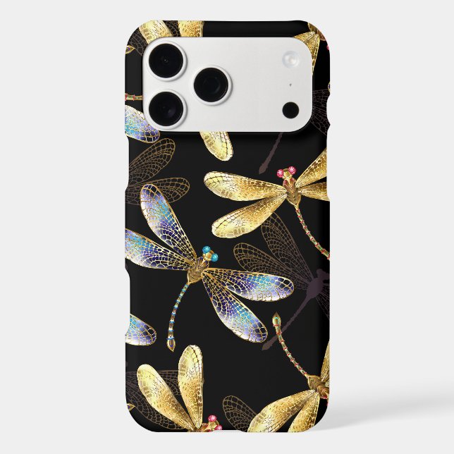 Seamless Pattern with Golden Dragonflies (Back)