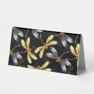 Seamless Pattern with Golden Dragonflies