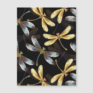 Seamless Pattern with Golden Dragonflies