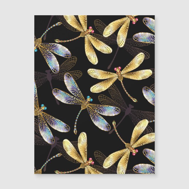 Seamless Pattern with Golden Dragonflies (Front)