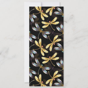 Seamless Pattern with Golden Dragonflies Announcement