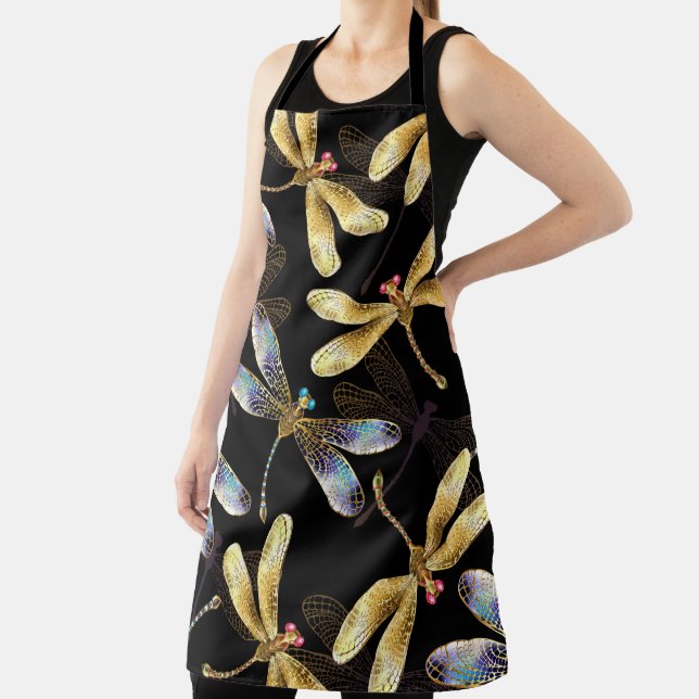 Seamless Pattern with Golden Dragonflies Apron (Insitu)