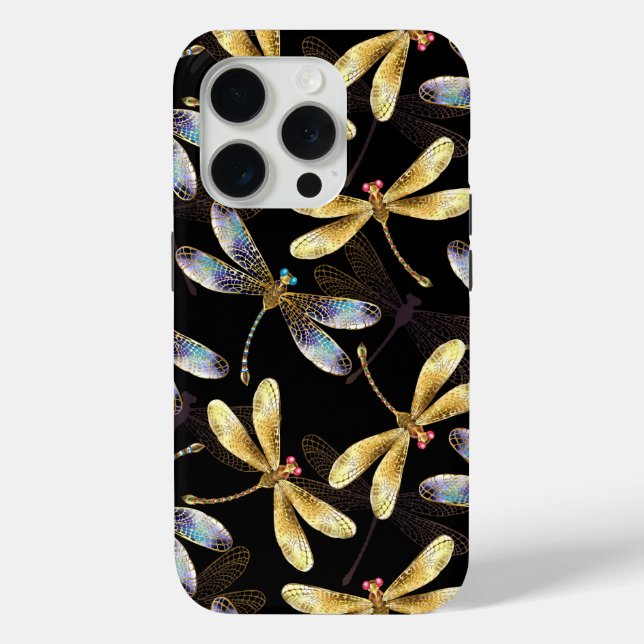 Seamless Pattern with Golden Dragonflies Case-Mate iPhone Case (Back)