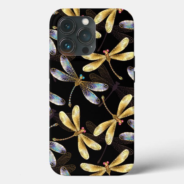 Seamless Pattern with Golden Dragonflies Case-Mate iPhone Case (Back)
