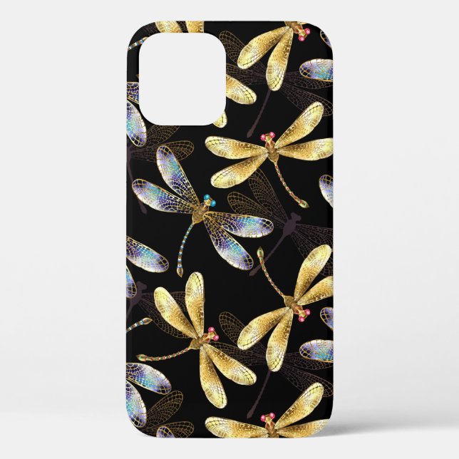 Seamless Pattern with Golden Dragonflies Case-Mate iPhone Case (Back)