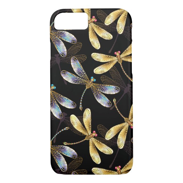 Seamless Pattern with Golden Dragonflies Case-Mate iPhone Case (Back)