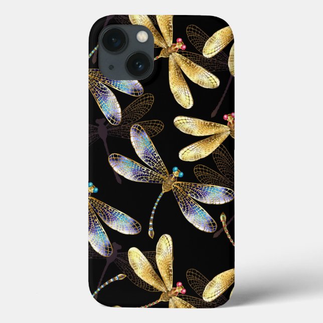 Seamless Pattern with Golden Dragonflies Case-Mate iPhone Case (Back)