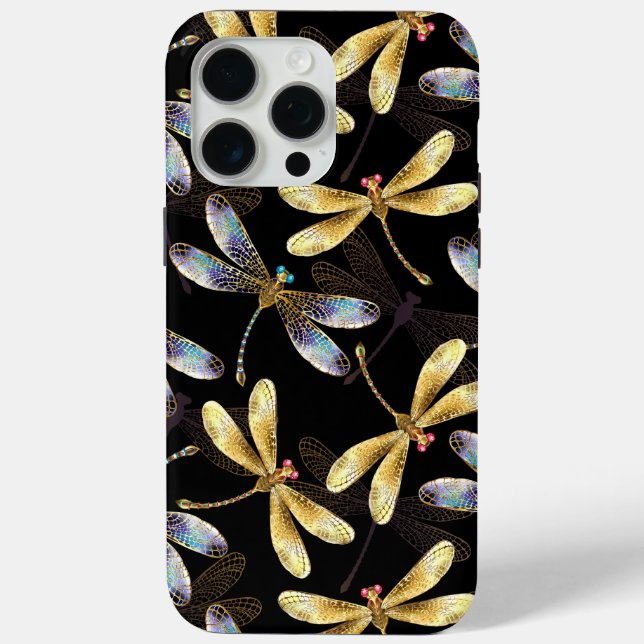 Seamless Pattern with Golden Dragonflies Case-Mate iPhone Case (Back)