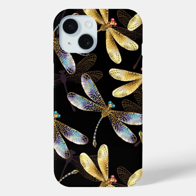 Seamless Pattern with Golden Dragonflies Case-Mate iPhone Case (Back)