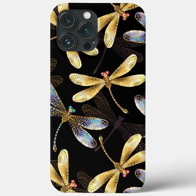 Seamless Pattern with Golden Dragonflies Case-Mate iPhone Case (Back)