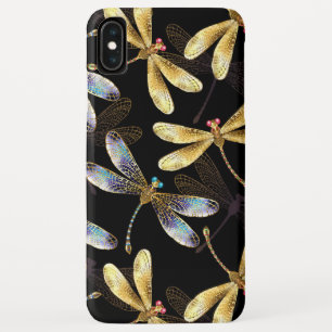 Seamless Pattern with Golden Dragonflies iPhone XS Max Case
