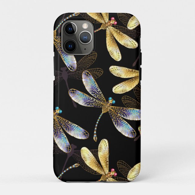 Seamless Pattern with Golden Dragonflies Case-Mate iPhone Case (Back)