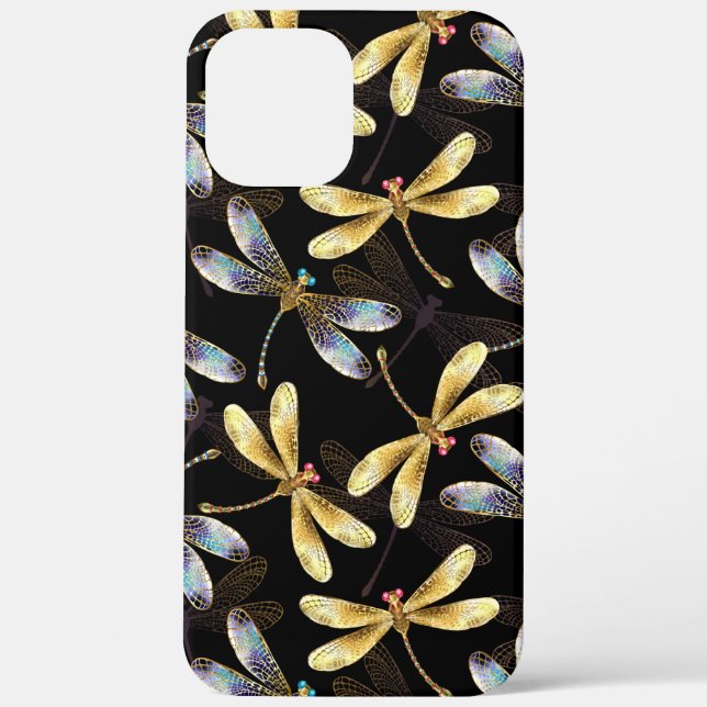 Seamless Pattern with Golden Dragonflies Case-Mate iPhone Case (Back)