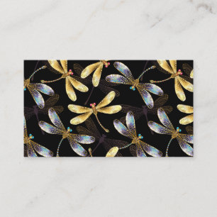 Seamless Pattern with Golden Dragonflies Enclosure Card