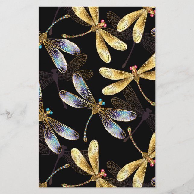 Seamless Pattern with Golden Dragonflies Flyer (Front)