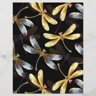 Seamless Pattern with Golden Dragonflies Flyer