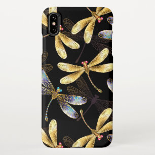 Seamless Pattern with Golden Dragonflies iPhone Case