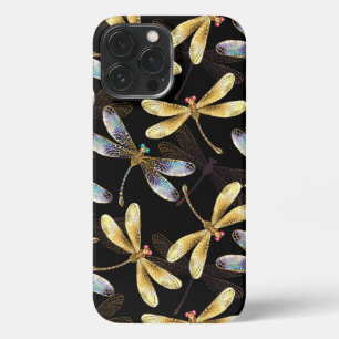 Seamless Pattern with Golden Dragonflies iPhone 13 Pro Max Case