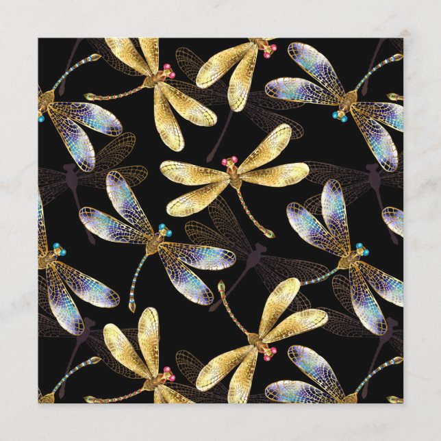Seamless Pattern with Golden Dragonflies Menu (Front)