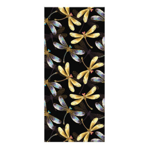 Seamless Pattern with Golden Dragonflies Rack Card