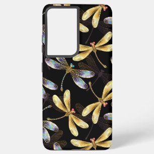 Seamless Pattern with Golden Dragonflies Samsung Galaxy Case