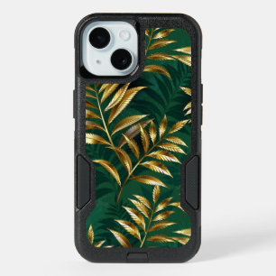 Seamless pattern with golden ferns