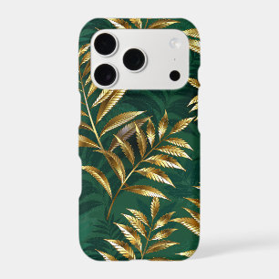 Seamless pattern with golden ferns