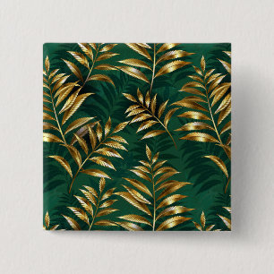 Seamless pattern with golden ferns 15 cm square badge