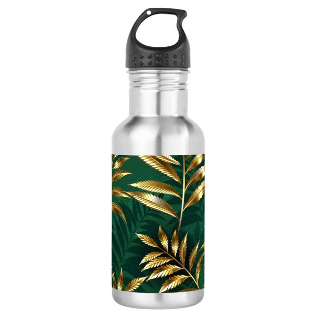 Seamless pattern with golden ferns 710 ml water bottle (Front)
