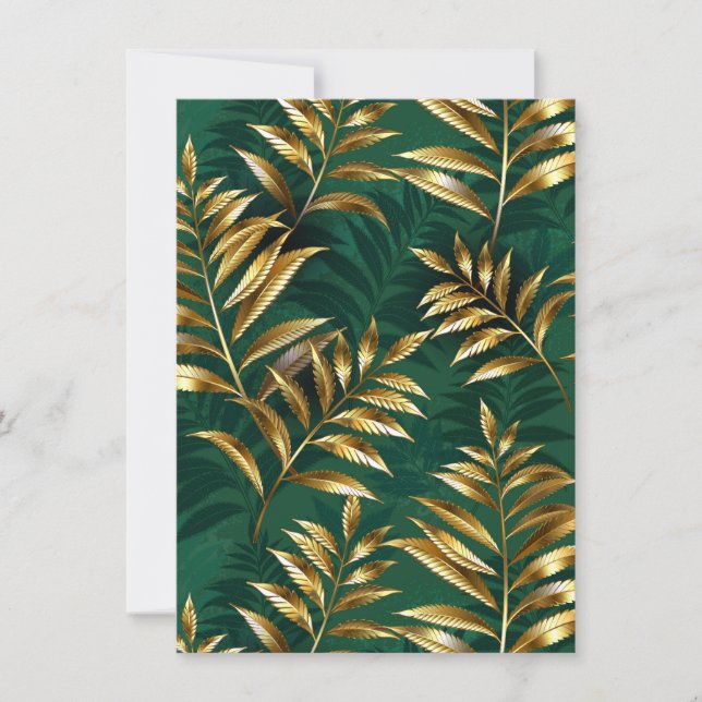 Seamless pattern with golden ferns announcement (Front)
