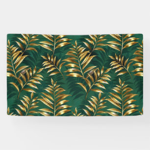 Seamless pattern with golden ferns banner