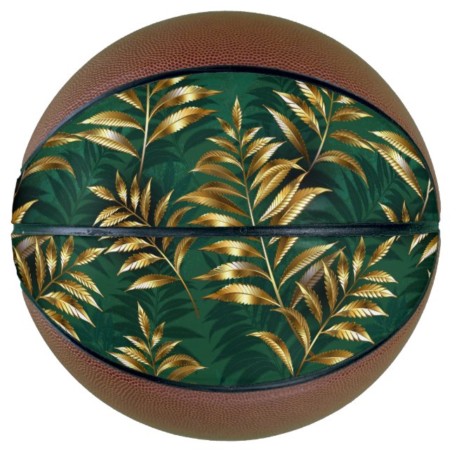 Seamless pattern with golden ferns basketball (Front)