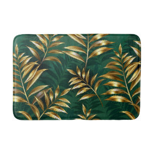 Seamless pattern with golden ferns bath mat