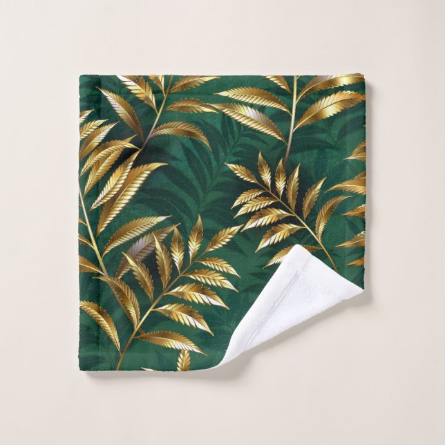 Seamless pattern with golden ferns bath towel set (Wash Cloth)