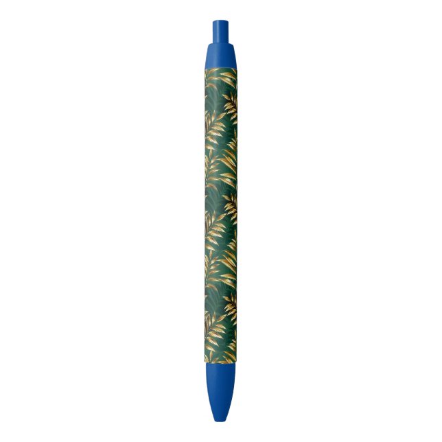 Seamless pattern with golden ferns black ink pen (Front Vertical)