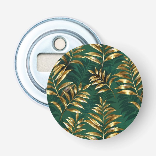 Seamless pattern with golden ferns bottle opener (Front)