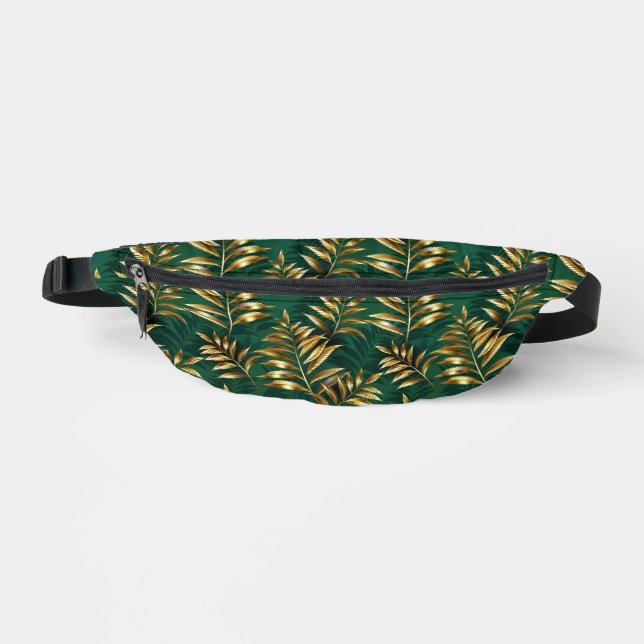 Seamless pattern with golden ferns bum bags (Front)