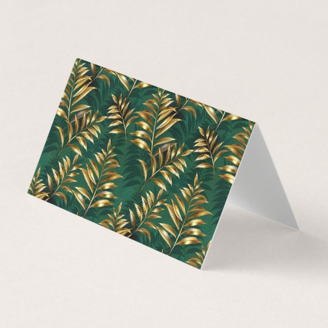 Seamless pattern with golden ferns business card (Front)