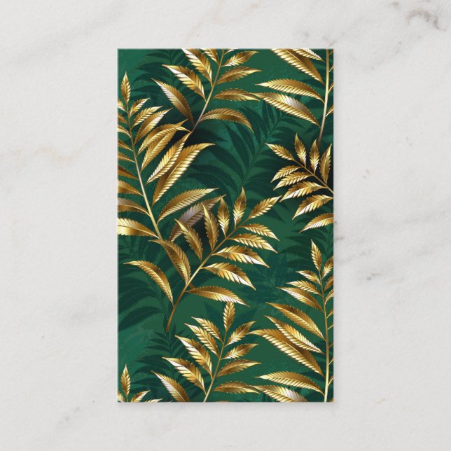 Seamless pattern with golden ferns business card (Front)