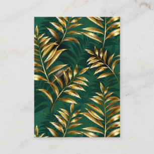 Seamless pattern with golden ferns business card