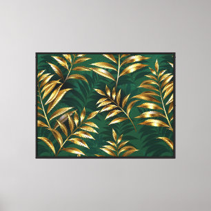 Seamless pattern with golden ferns canvas print
