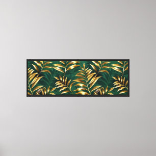 Seamless pattern with golden ferns canvas print