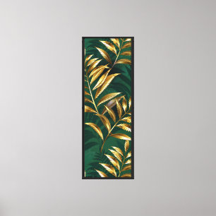 Seamless pattern with golden ferns canvas print