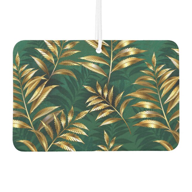 Seamless pattern with golden ferns car air freshener (Front)