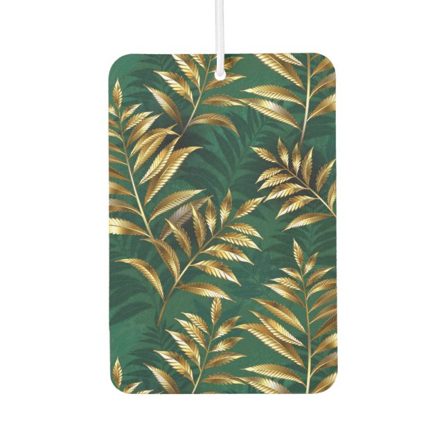 Seamless pattern with golden ferns car air freshener (Front)