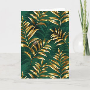 Seamless pattern with golden ferns card