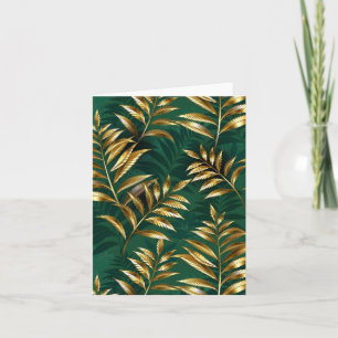 Seamless pattern with golden ferns card